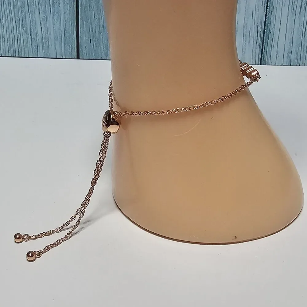 Kate Spade Full Circle Round Bezels Bolo Slider Bracelet Rose Gold Adjustable - Picture 5 of 10